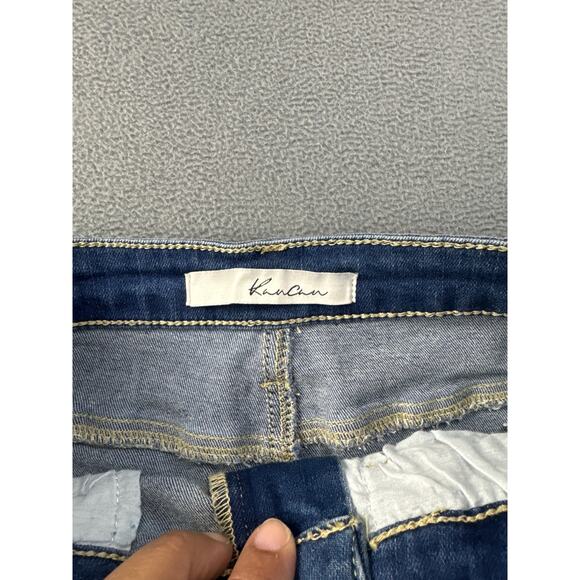 KANCAN Y2K‎ Distressed Frayed Raw Hem Denim Mini Jean Skirt Pockets Stretch 1/24 - Picture 2 of 8